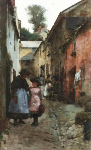 Straat in Newlyn 1885