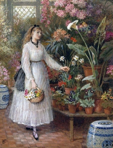 Una niña en un conservatorio tradicionalmente identificada como la hija del artista