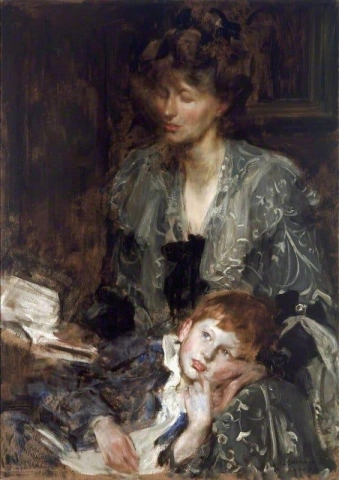克里斯塔贝尔·科克雷尔和她的儿子梅雷迪思·弗兰普顿 1901
