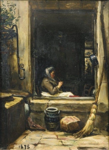 La esposa del carnicero tejiendo 1878
