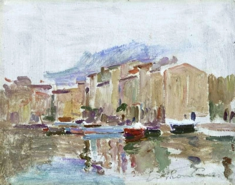 Boats In A Harbour Ca. 1930