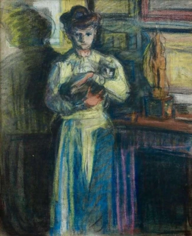 Ragazza giovane con gatto 1901