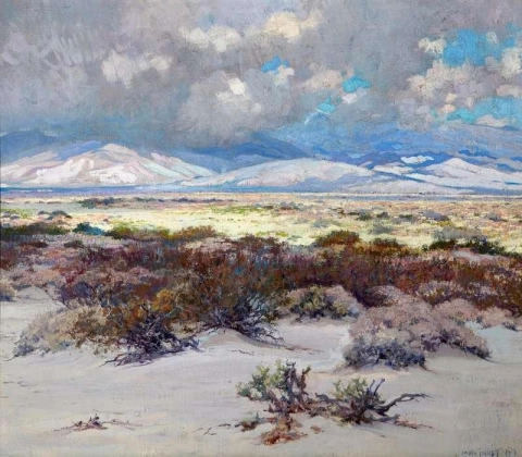 Deserto in fiore con nuvole fluttuanti 1919