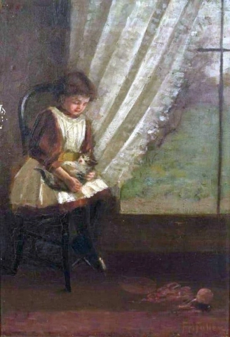 Chica con gato Hacia 1890