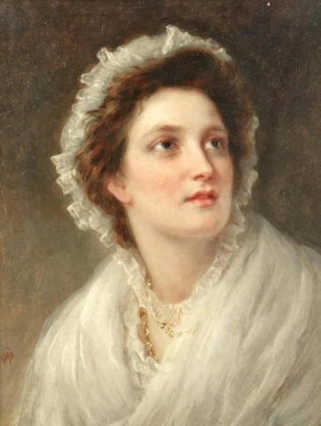 白いショールを着た女性の肖像