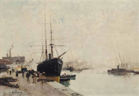 Un barco en el muro del puerto