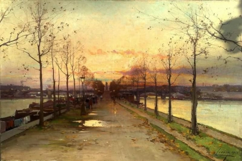 De Seine bij Pont de Grenelle Parijs 1902
