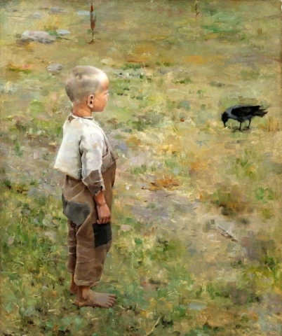 الصبي مع الغراب 1884