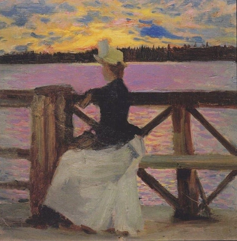 Marie Gallen ved Kuhmoniemi-broen 1890