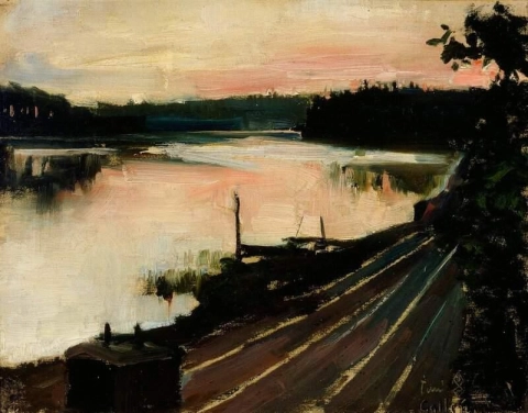 1886 年日落时从埃兰塔哈 (Elaintarha) 看到的景色