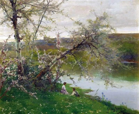 Ein romantischer Moment am Fluss 1911