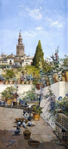 Sevillalaisella patiolla 1890