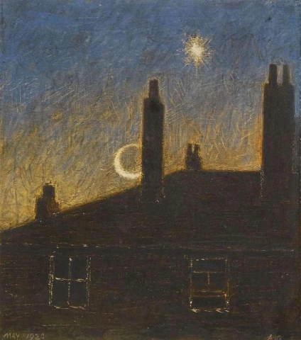 Achterkant van Calthorpe Road 13, maanlicht 1924