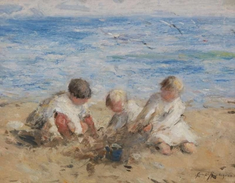 Barn som leker i sanden