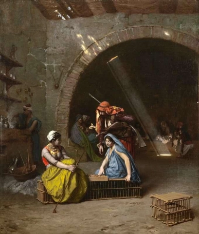 Almehs jogando damas por volta de 1870