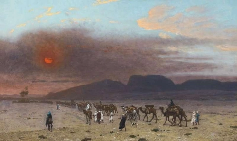 沙漠中的商队，约 1855-68 年