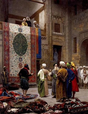 Teppichhändler in Kairo, ca. 1887