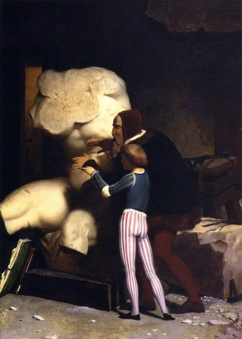 ベルヴェデーレのトルソを見せられるミケランジェロ 1849
