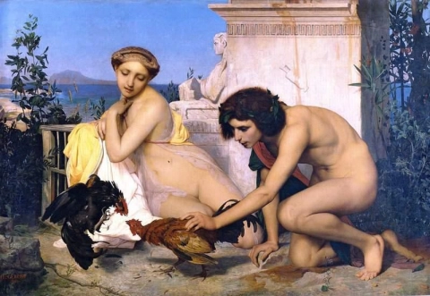 Young Greeks At A Cock Fight