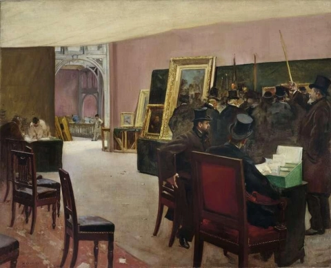 Una reunión del jurado de pintura - Estudio hacia 1885