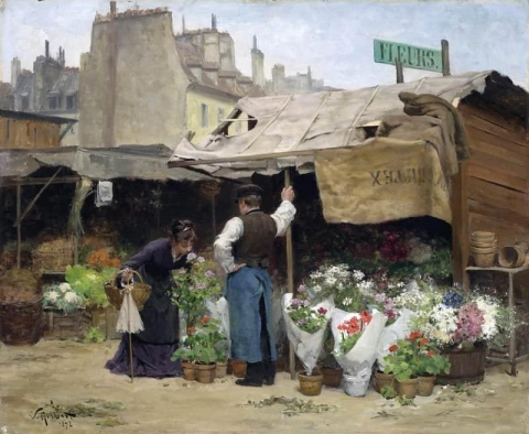 Auf dem Blumenmarkt 1878