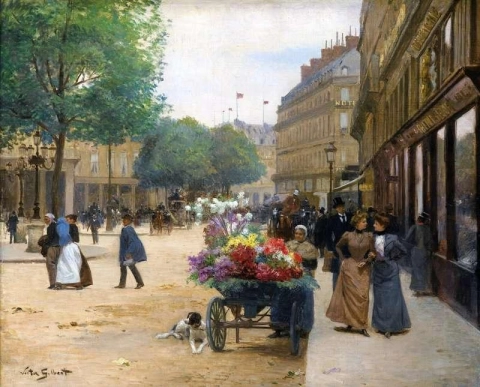Blomsterförsäljaren Place De La Comedie Francaise