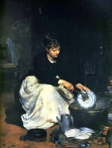 Das Küchenmädchen oder das Abwaschen des Geschirrs