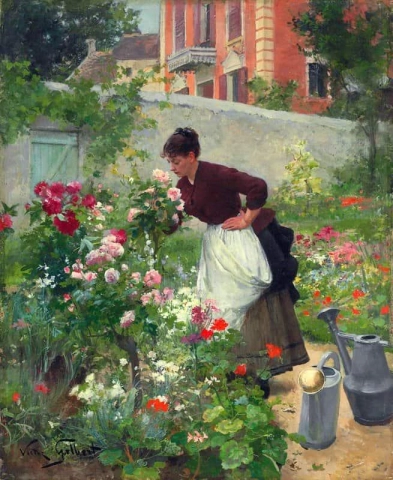 Ein Jardiniere mit Blumen