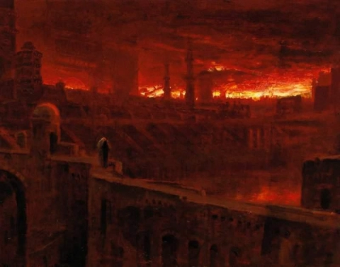 Christian forlater ødeleggelsens by Menneskene som gikk i mørket osv. 1895