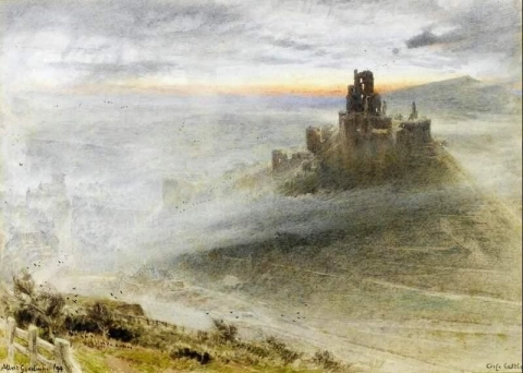 Corfe slott i gryningen 1894