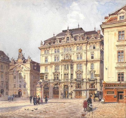 Utsikt över Am Hof Square Wien 1909