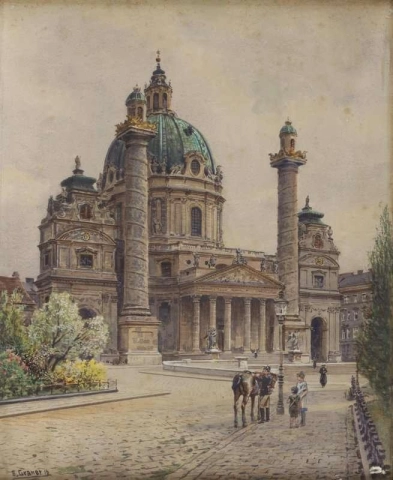 Карлскирхе в Вене, 1916 год.