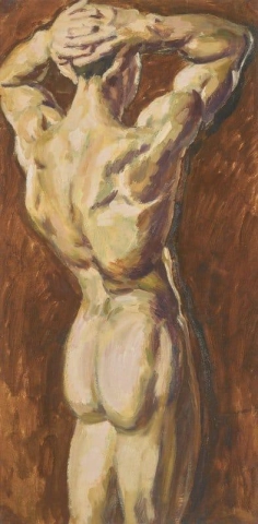 男性裸体后视图，约 1960 年