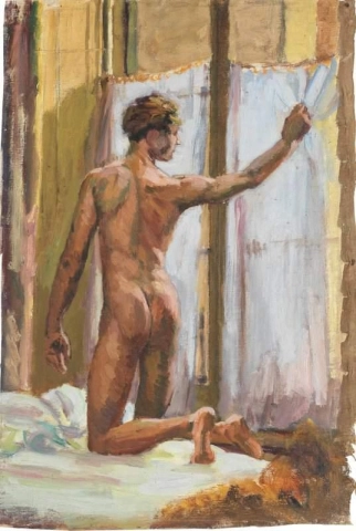 Paul Roche öffnet den Vorhang, ca. 1947