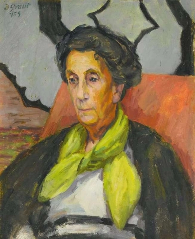 Portrett av Mrs. Hammersley In A Green Scarf 1959