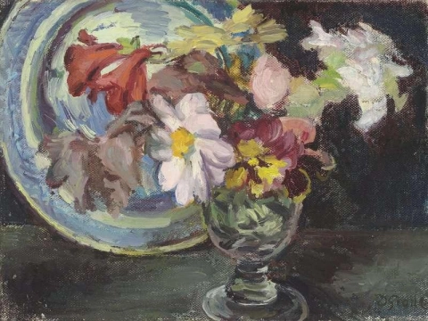 Still-life With Dahlias In A Glass 1940
