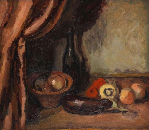 静物与黑瓶和茄子 1926