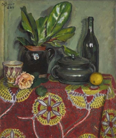 Tafelstilleven met flessenpot en plant, 1965