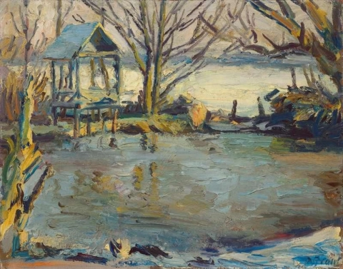 A lagoa inverno cerca de 1943