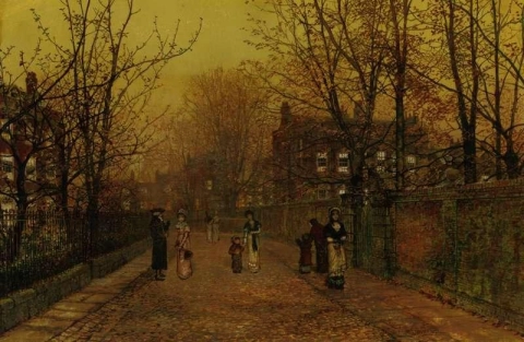 A Village Street On Sunday Eve 1881