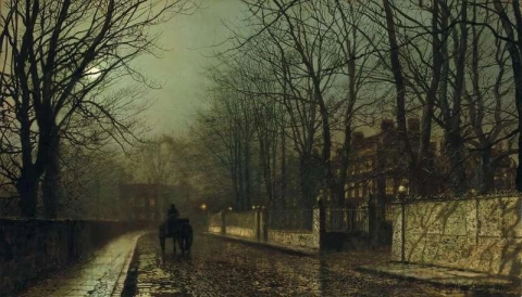 Una luna mojada Putney Road 1886