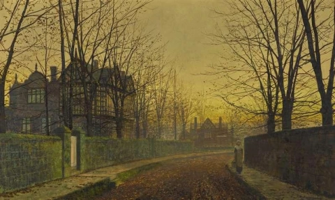 Una scena autunnale al tramonto vicino a Leeds 1883