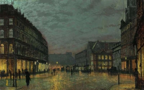 Boar Lane Leeds alla luce della lampada 1881