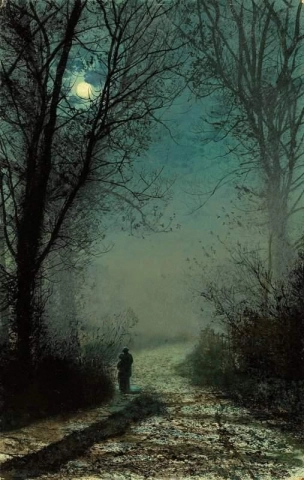 Amanti in un vicolo illuminato dalla luna 1873