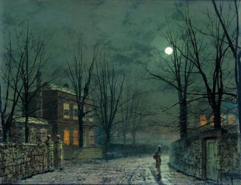 The Old Hall Under Moonlight 1882