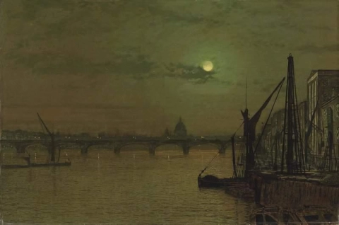 Waterloo Bridge Lontoon katse itään 1883