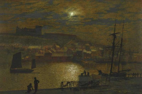 Whitby From Scotch Head Moonlight On The Esk 1879