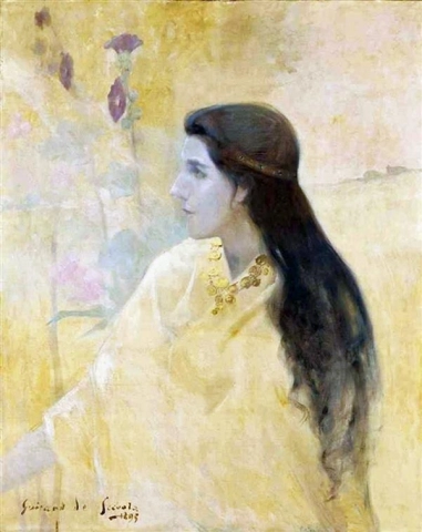 The Lady of the Hollyhocks 1895