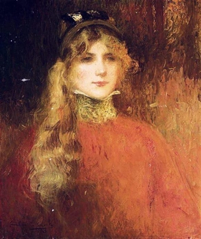 Mujer joven en rojo