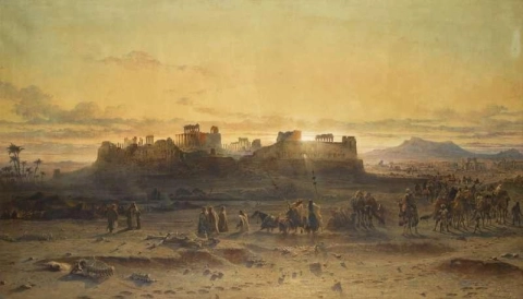 Ruinene av Solens tempel Palmyra 1859